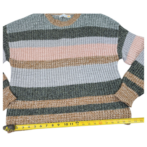 C&C California Wom Med Striped Long Sleeve Knit Sweater Fall Winter Cozy Warm - Picture 4 of 8